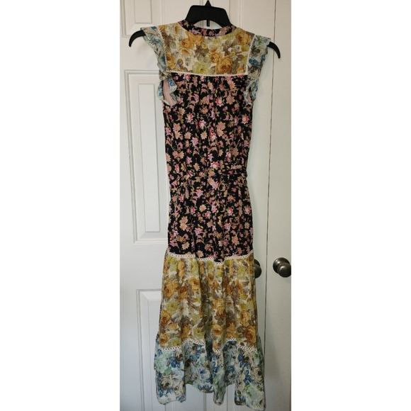 New Anthropologie Ruffled Boho Inspired Floral Midi Dress $170 XS - Picture 9 of 9